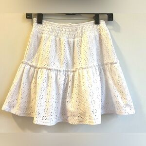 White Eyelet Tiered Mini Skort with Smocked Waistband
